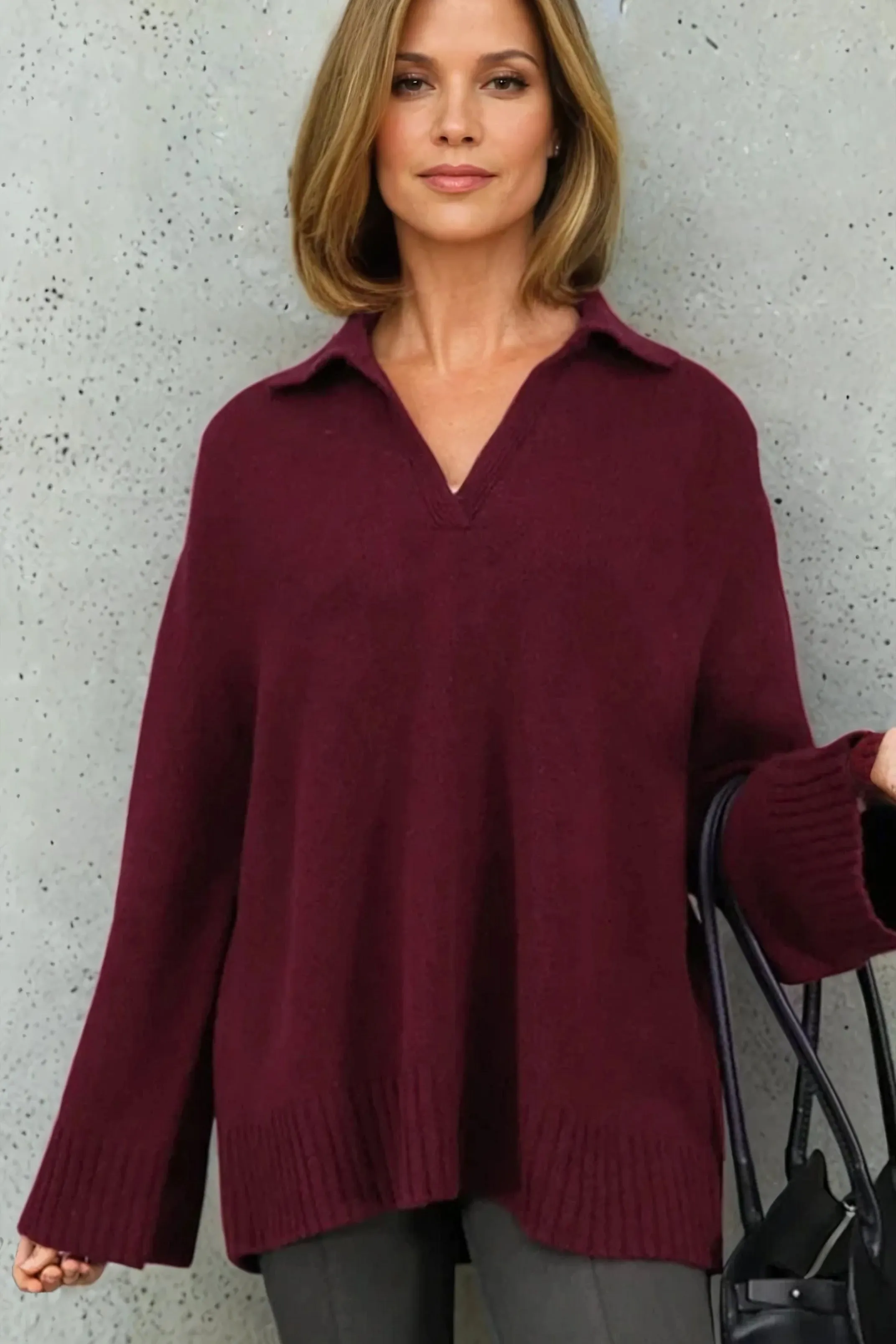 ROUEN POLO NECK SWEATER IN CASHMERE MERINO 4 PLY KNIT
