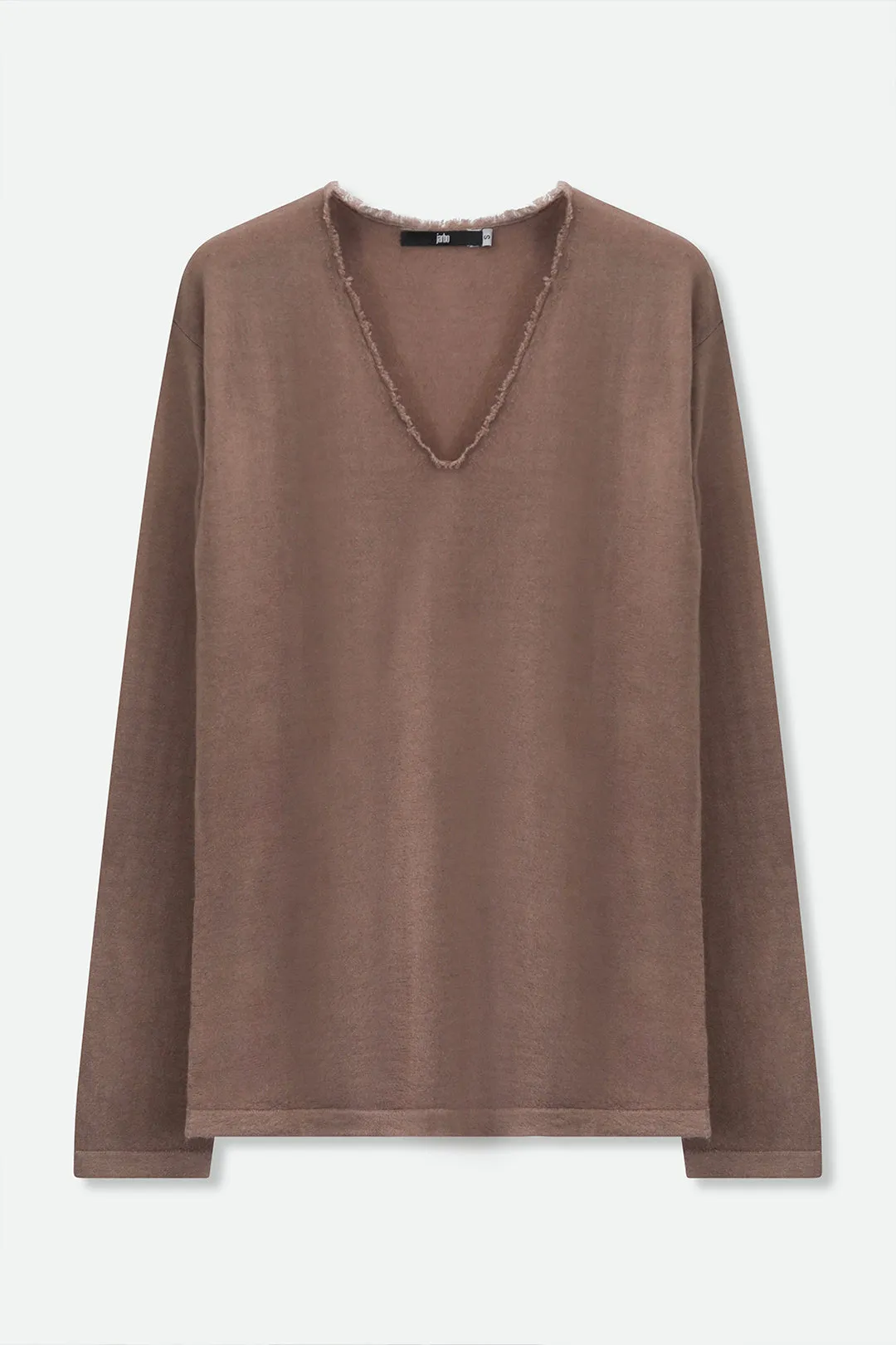 ROWAN OVAL V FRINGE NECK IN HAND-DYED CASHMERE