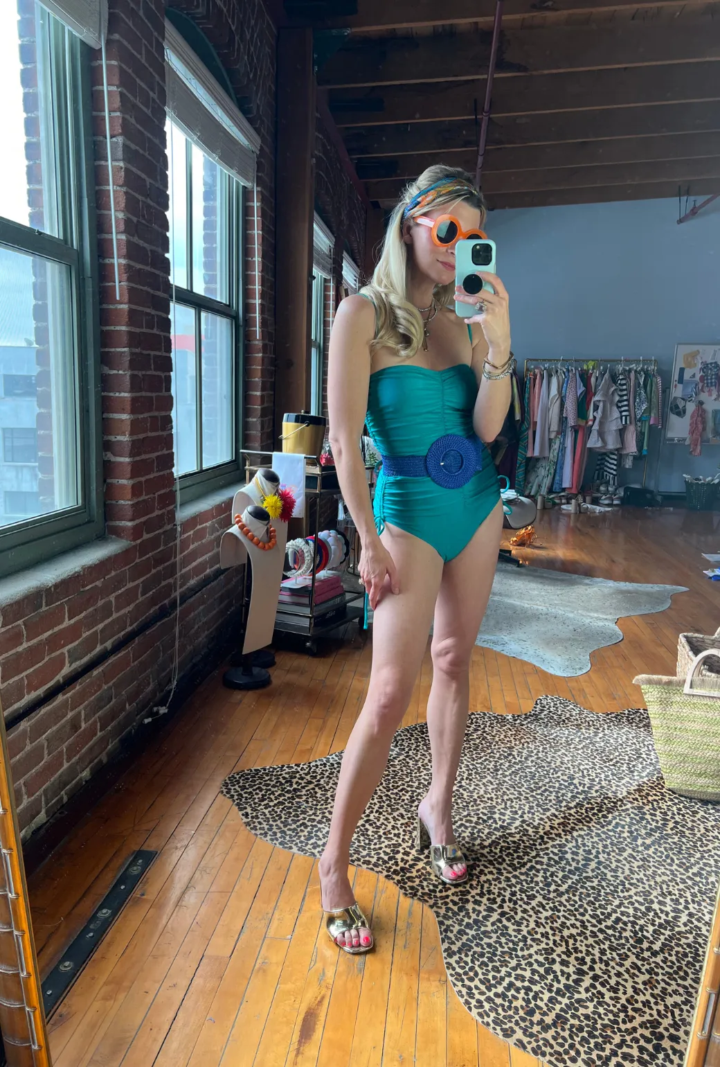 Ruched Convertible One Piece Suit - Turquoise