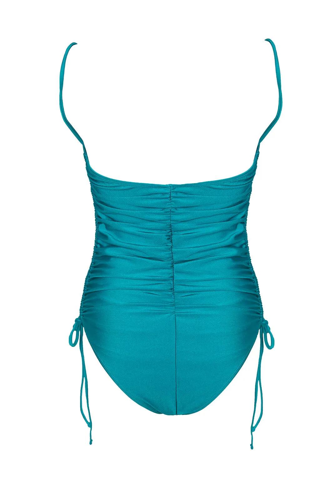 Ruched Convertible One Piece Suit - Turquoise