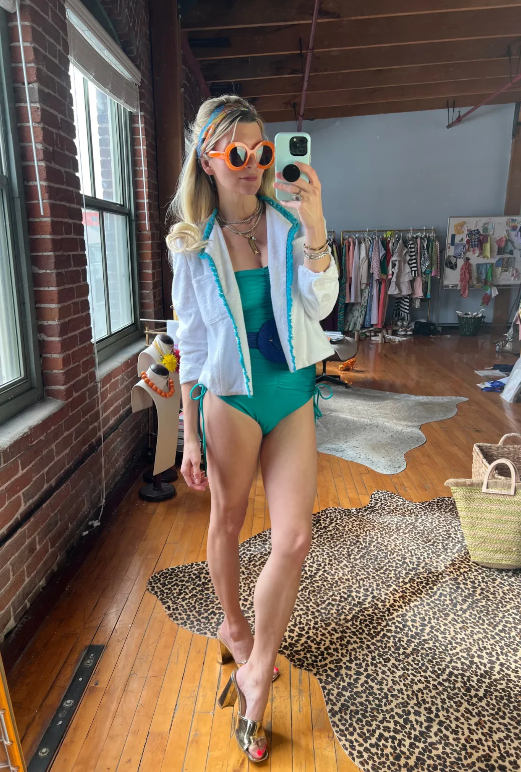 Ruched Convertible One Piece Suit - Turquoise