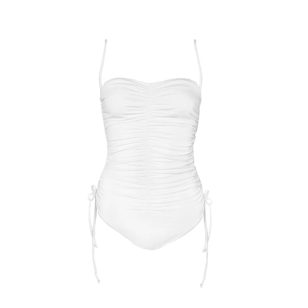 Ruched Convertible One Piece Suit - White