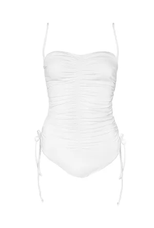 Ruched Convertible One Piece Suit - White
