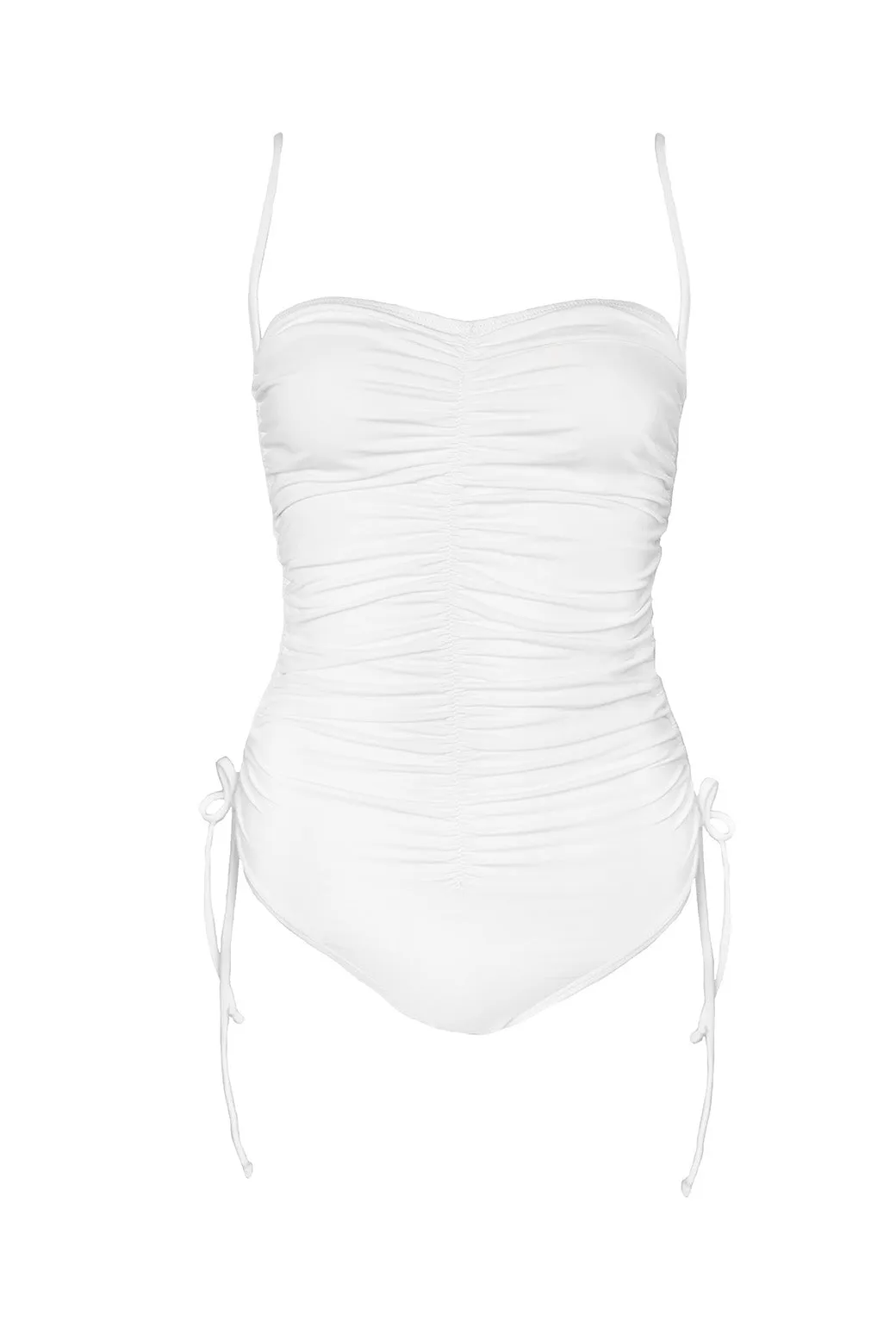 Ruched Convertible One Piece Suit - White
