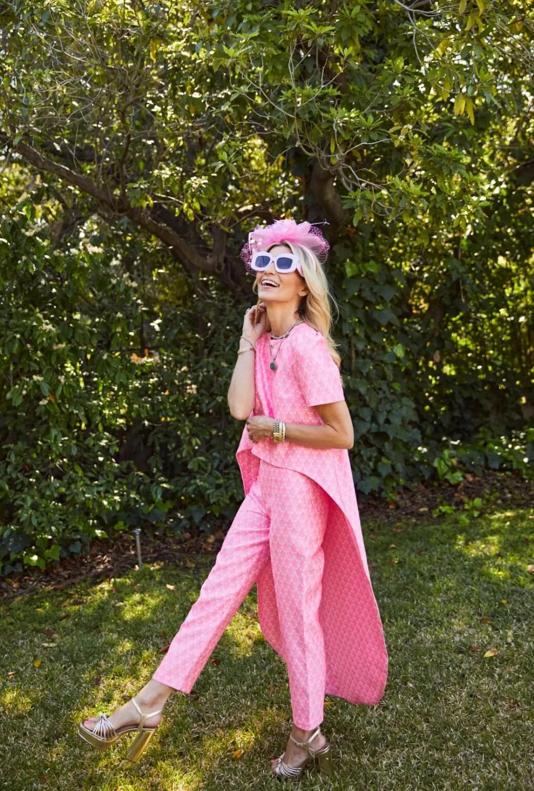 Run for the Roses Cropped Cigar Pant - Pink Damask