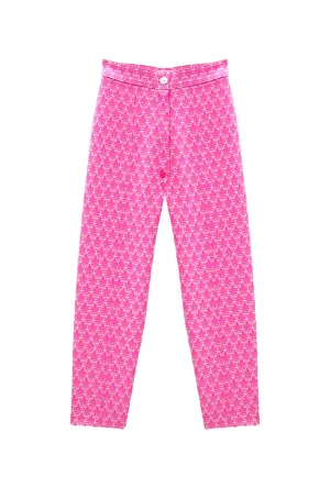 Run for the Roses Cropped Cigar Pant - Pink Damask