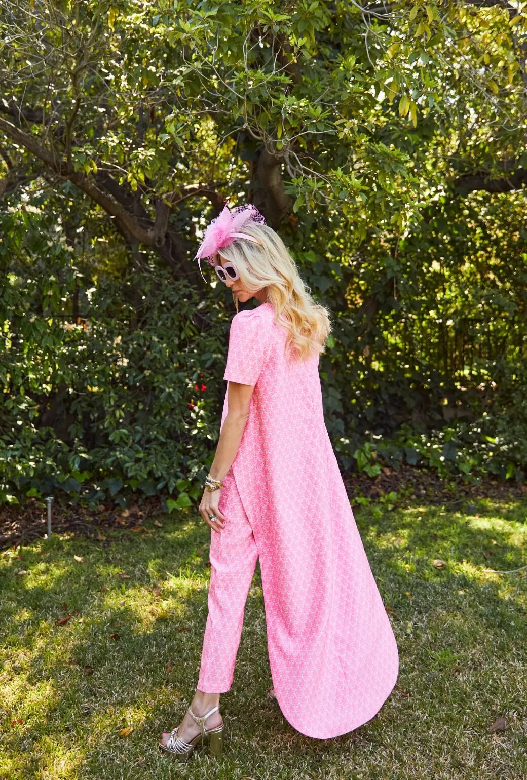 Run for the Roses Cropped Cigar Pant - Pink Damask