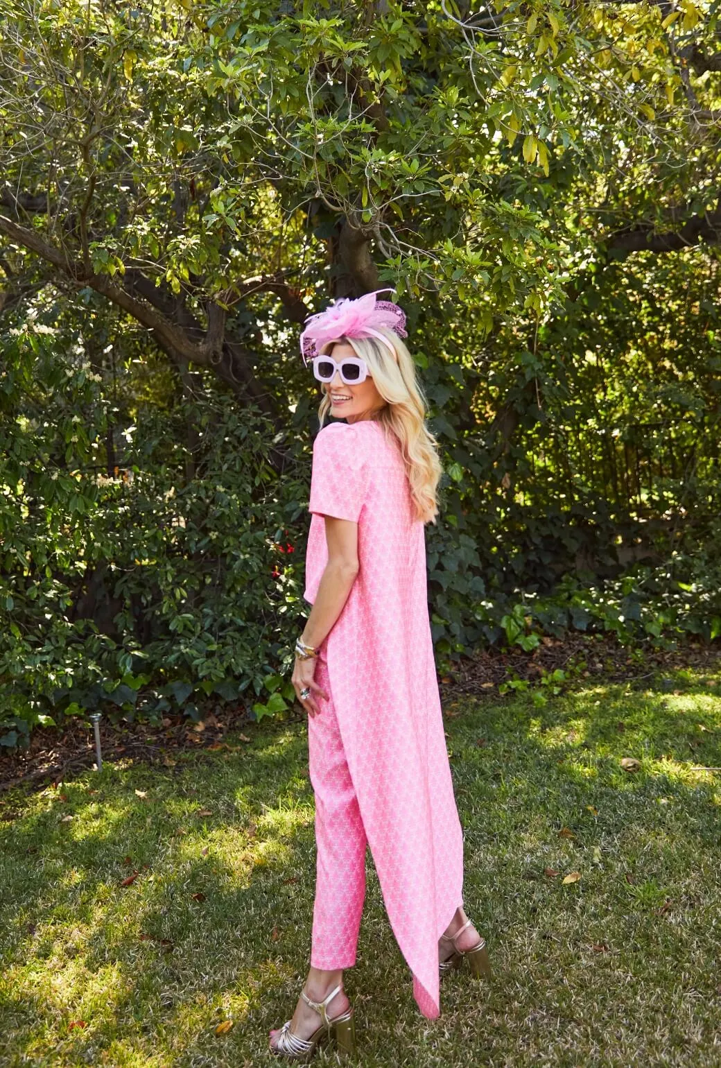 Run for the Roses Cropped Cigar Pant - Pink Damask