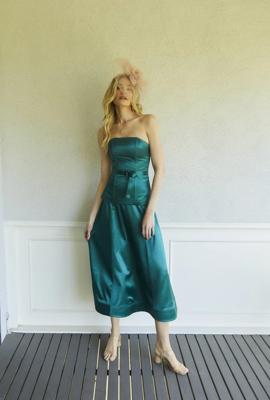 Run for the Roses Guest Skirt - Green Sateen