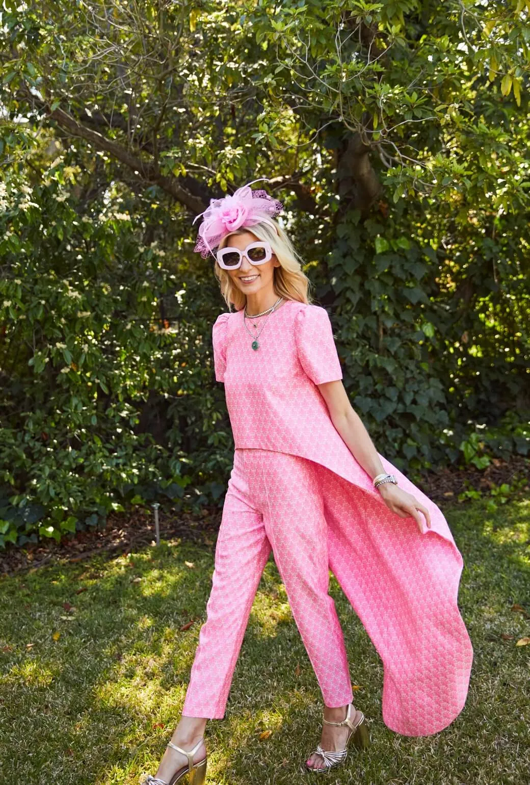 Run for the Roses Worth Top  - Pink Damask