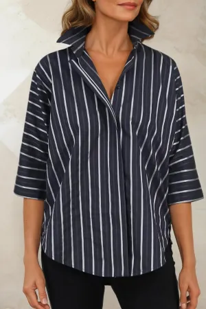 SAHANA DOLMAN IN ITALIAN COTTON BLACK STRIPE JACQUARD