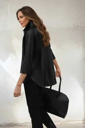 SAHANA DOLMAN LEATHER JACKET IN BLACK