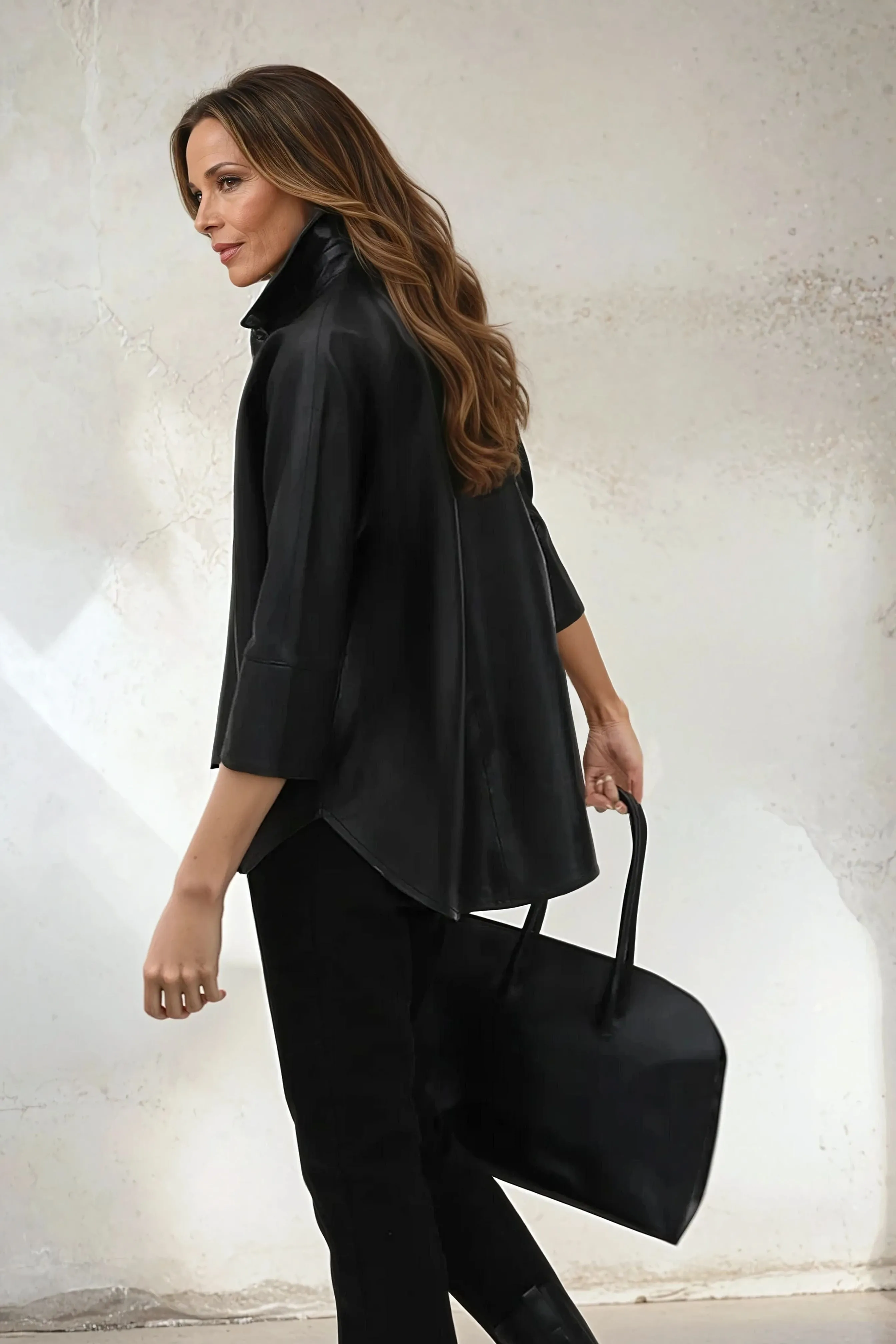 SAHANA DOLMAN LEATHER JACKET IN BLACK
