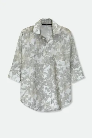 SAHANA DOLMAN SHIRT IN ITALIAN COTTON GREY FLORAL