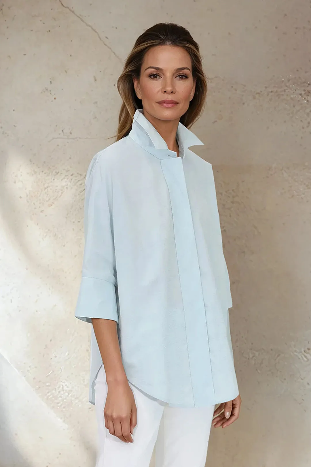 SAHANA IN ITALIAN COTTON LIGHT POPLIN CELADON CHECK