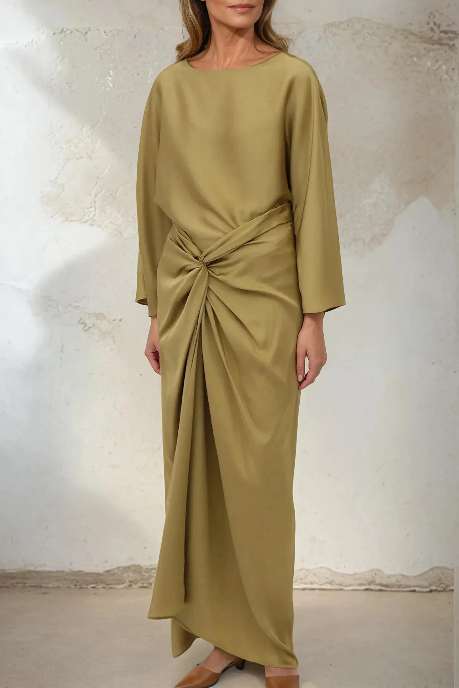 SANAA SARONG SKIRT IN SILK CHARMEUSE
