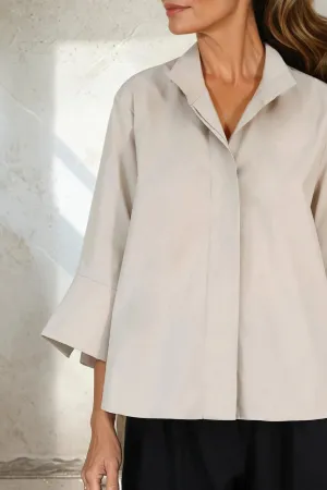 SANDRINE WIDE-CUFF SHIRT IN ITALIAN COTTON STRETCH