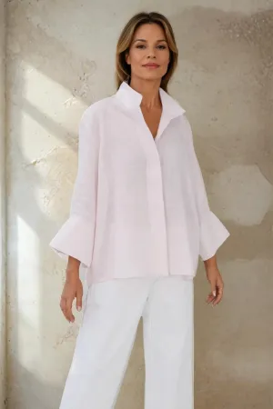 SANDRINE WIDE-CUFF SHIRT IN ITALIAN LINEN
