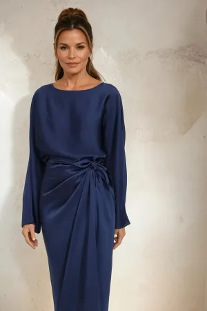 SARA WIDE ARM BLOUSE IN SILK CHARMEUSE