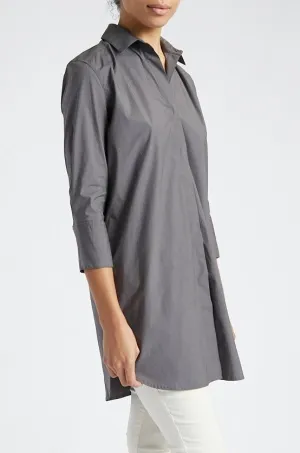 SARLA LONG BUTTON DOWN SHIRT IN ITALIAN  POPLIN