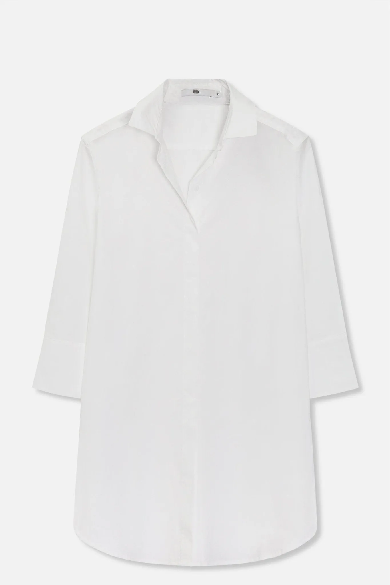 SARLA LONG BUTTON DOWN SHIRT IN ITALIAN  POPLIN