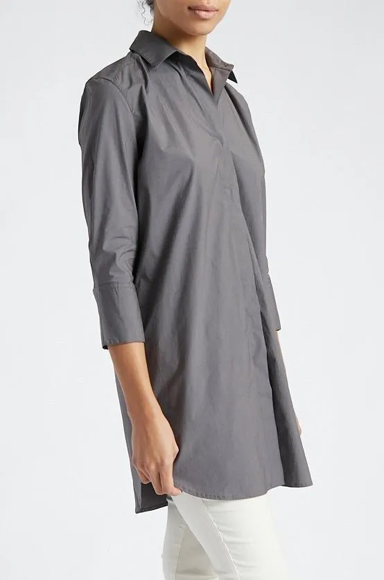 SARLA LONG BUTTON DOWN SHIRT IN ITALIAN  POPLIN