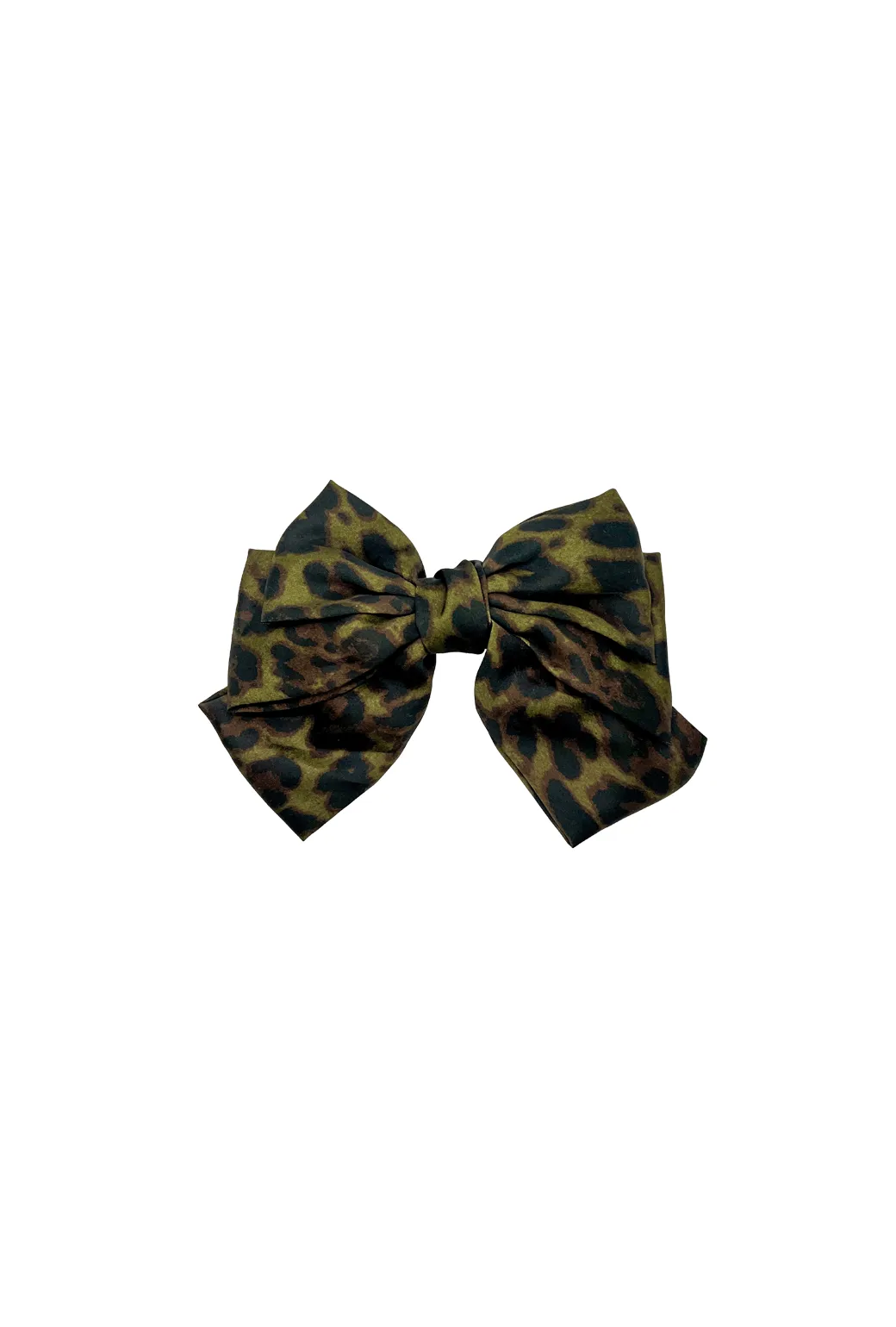 Satin Leopard Bow- Olive