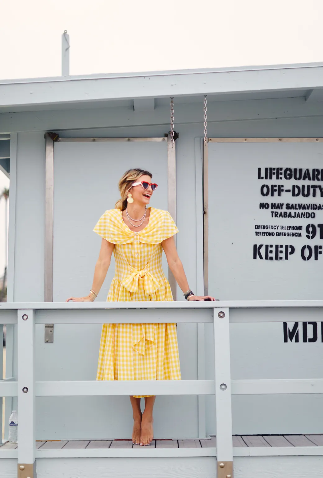 Shawl Dress MIDI - Yellow Gingham