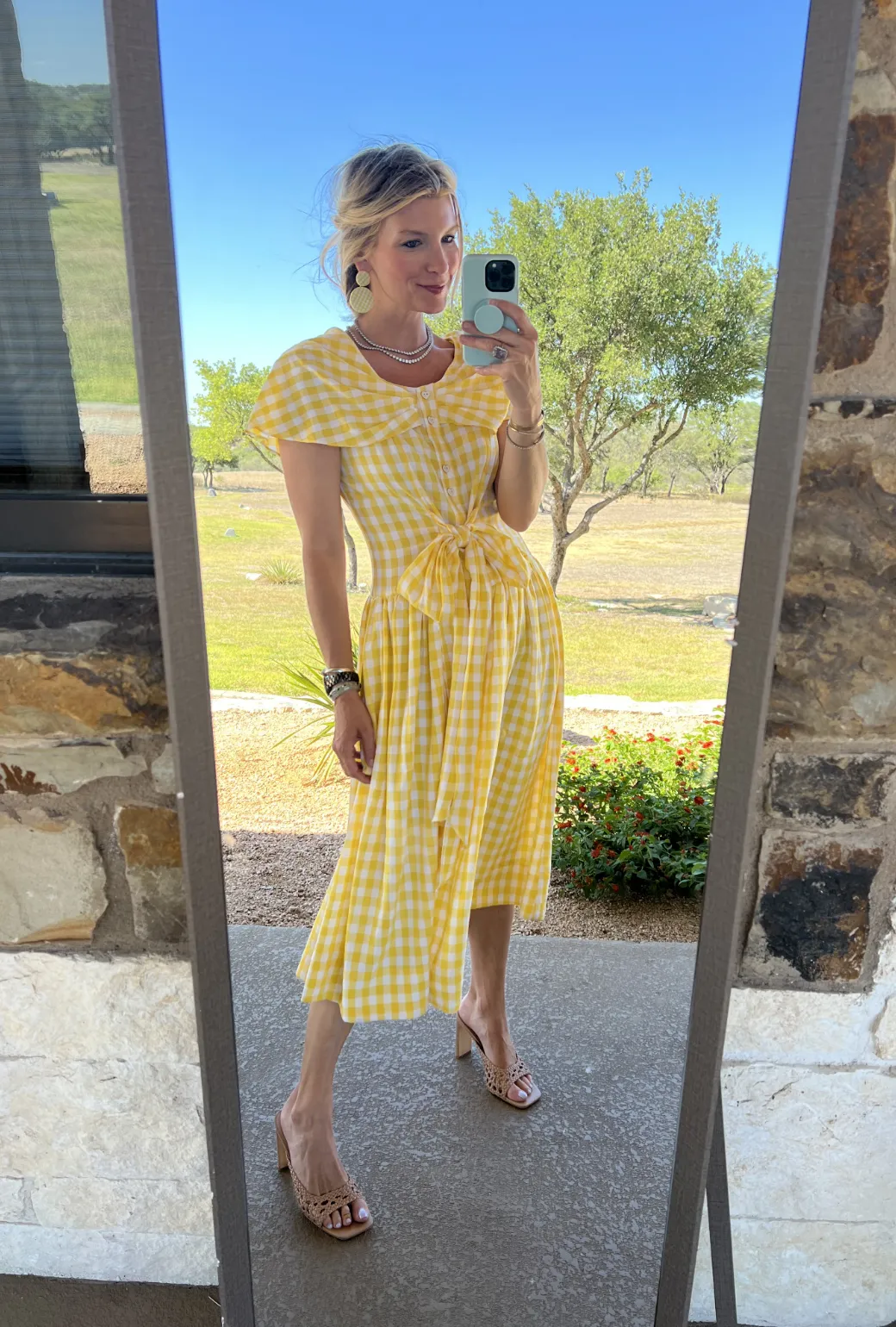 Shawl Dress MIDI - Yellow Gingham