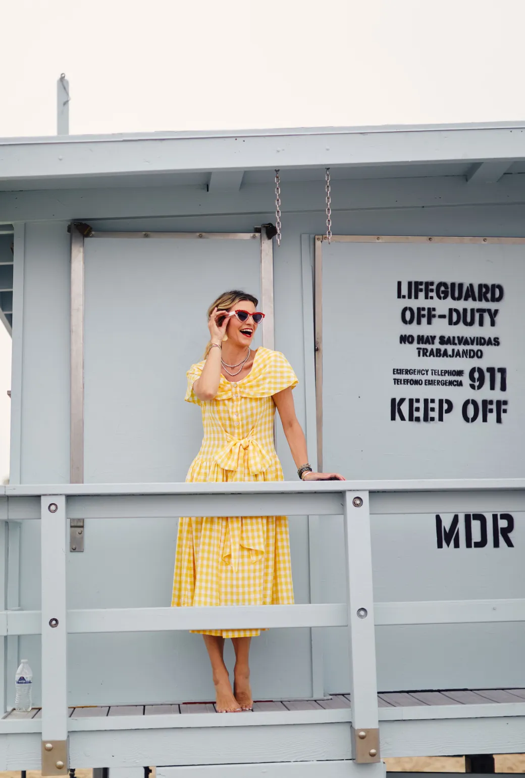 Shawl Dress MIDI - Yellow Gingham