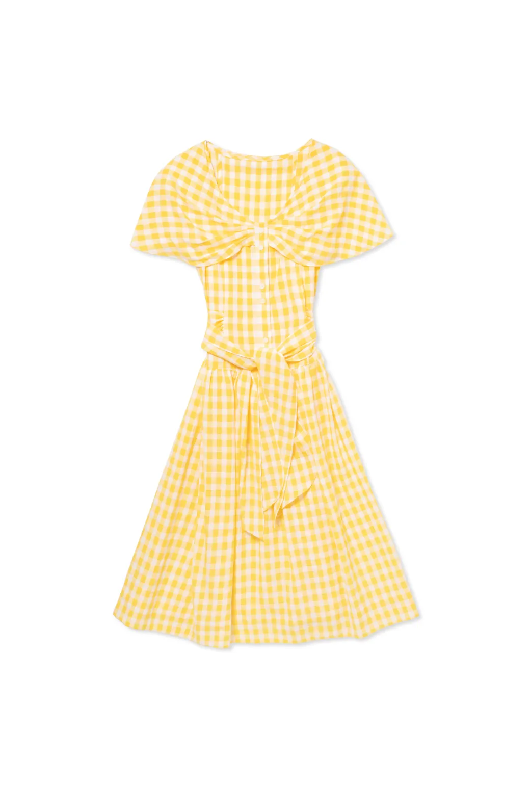 Shawl Dress MIDI - Yellow Gingham