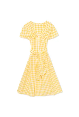 Shawl Dress MIDI - Yellow Gingham