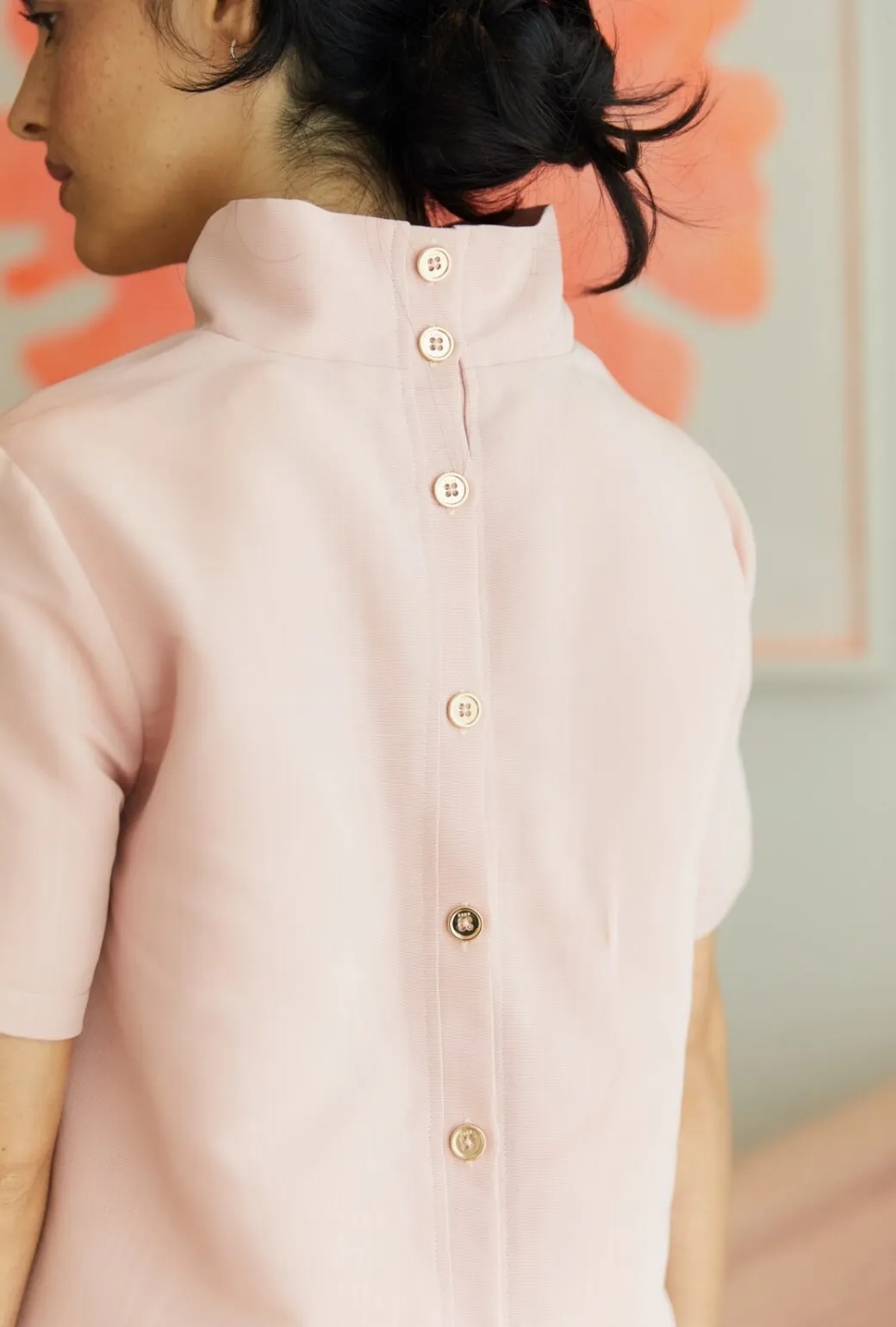Short Sleeve Mod Top - Ballet Pink Moir