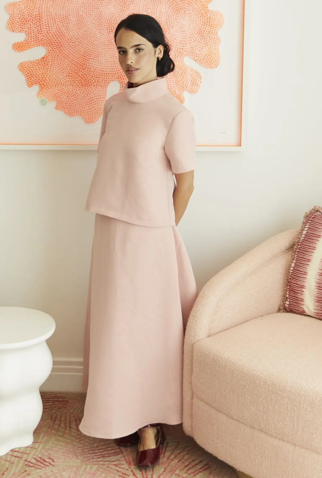 Short Sleeve Mod Top - Ballet Pink Moir