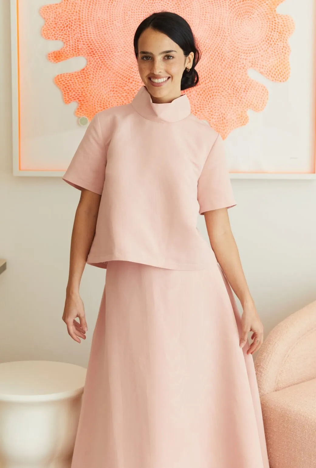 Short Sleeve Mod Top - Ballet Pink Moir