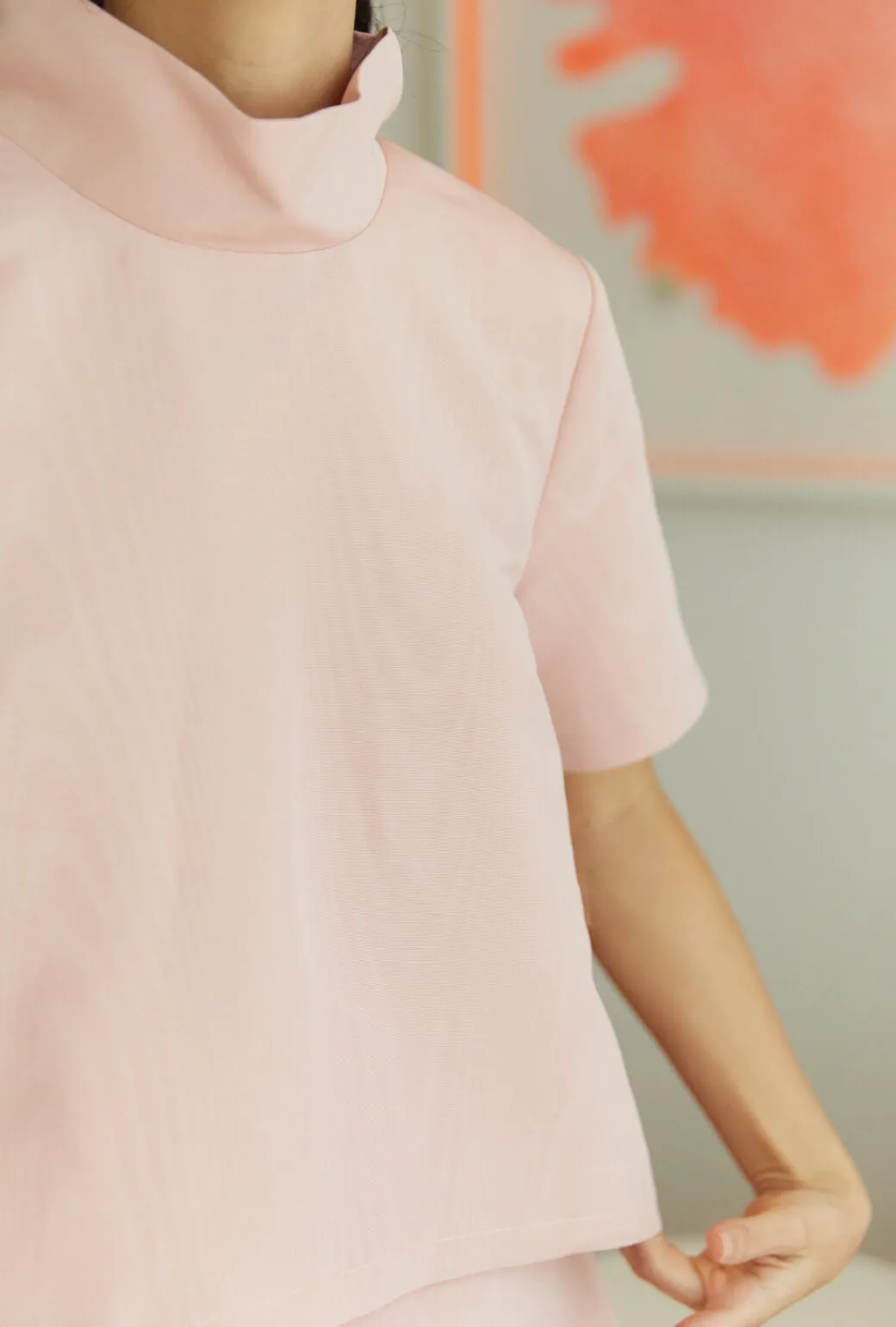 Short Sleeve Mod Top - Ballet Pink Moir