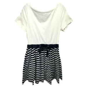 Short Sleeve Striped Mixed Media Dress in Rich Navy Cream Designer Kate Spade, Size M Kate Spade Bags