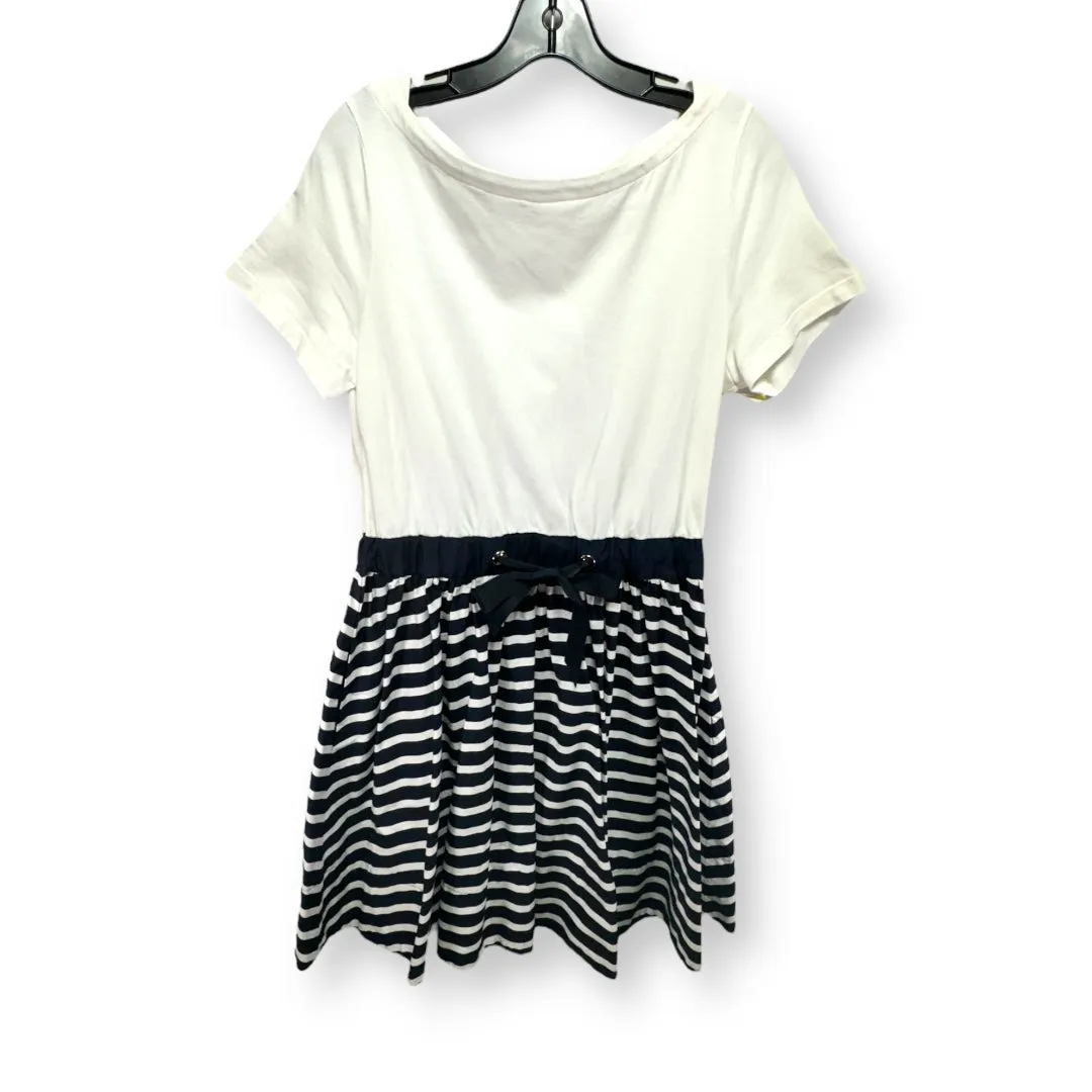 Short Sleeve Striped Mixed Media Dress in Rich Navy Cream Designer Kate Spade, Size M Kate Spade Bags
