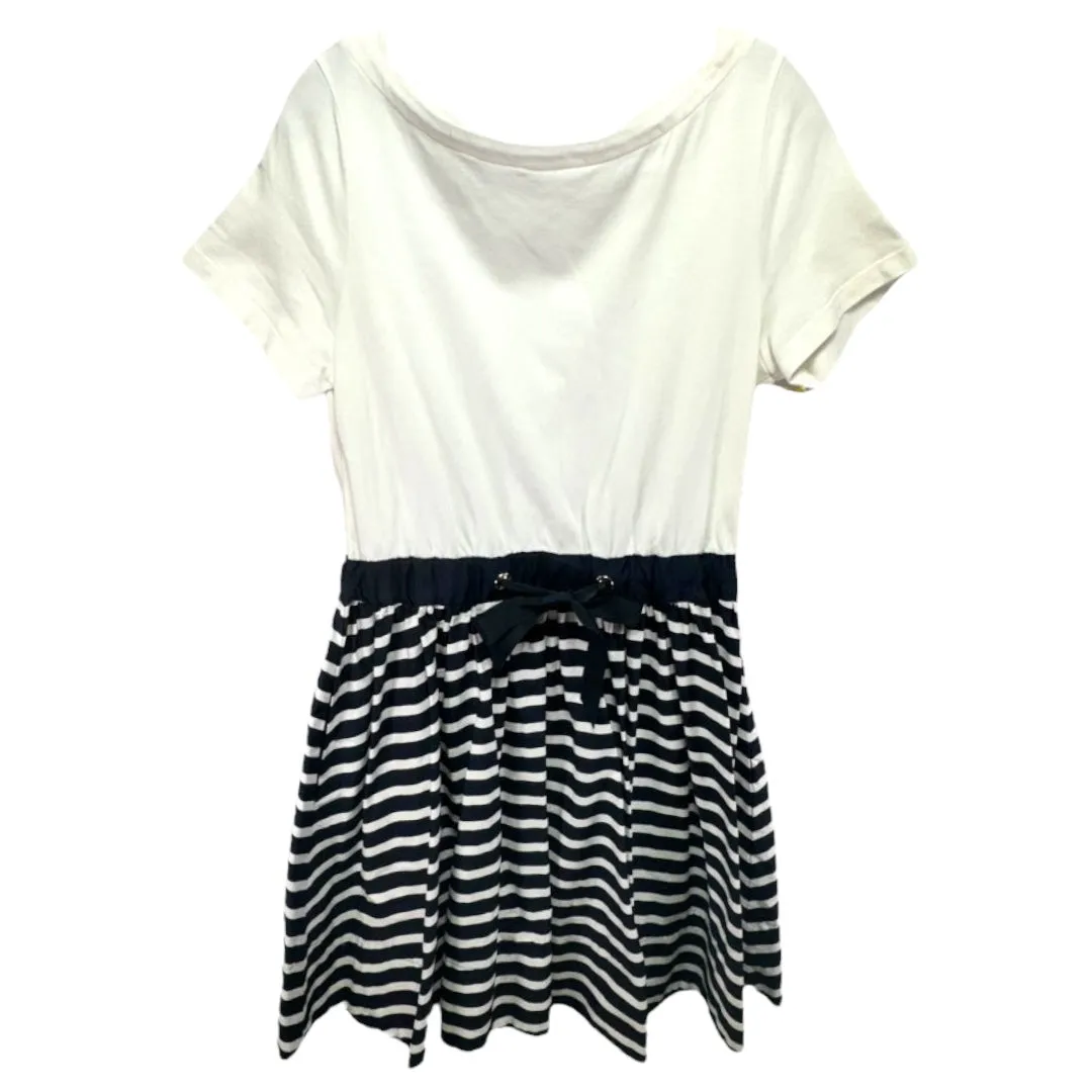 Short Sleeve Striped Mixed Media Dress in Rich Navy Cream Designer Kate Spade, Size M Kate Spade Bags