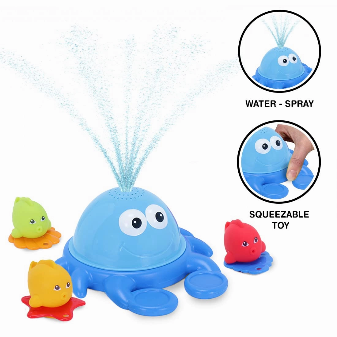 Simba ABC Bathing Crab with 3 Water Floating Fish Bath Squeeze Toys for Kids