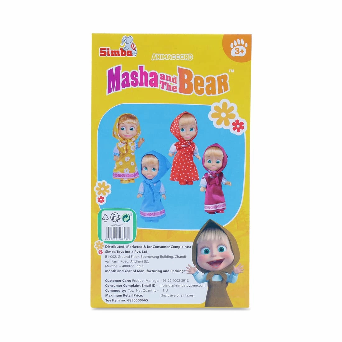 Simba Masha and The Bear 12 Cm Toy Doll With Blue Dress Ideal For Ages 3 