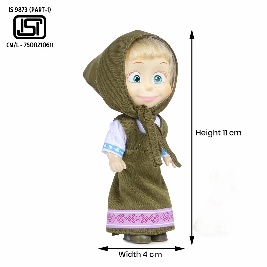 Simba Masha and The Bear 12 Cm Toy Doll With Olive Dress Ideal For Ages 3 