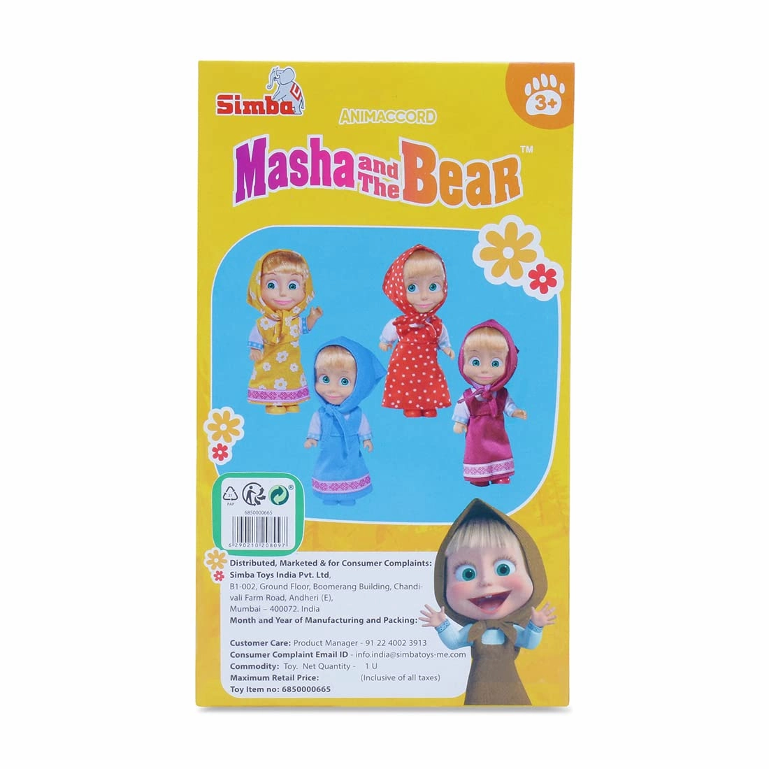 Simba Masha and The Bear 12 Cm Toy Doll With Olive Dress Ideal For Ages 3 