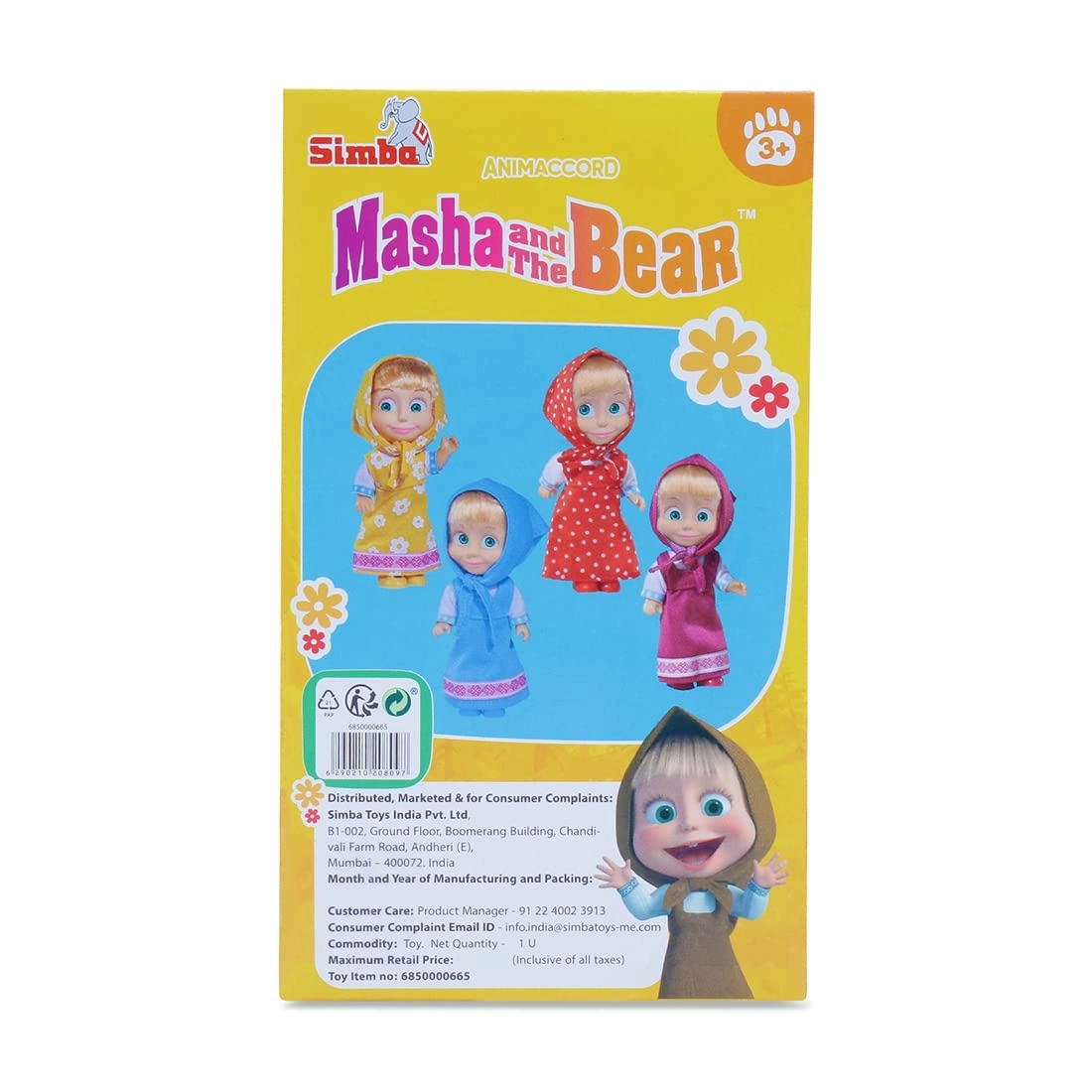 Simba Masha and The Bear 12 Cm Toy Doll With Red Dress Ideal For Ages 3 
