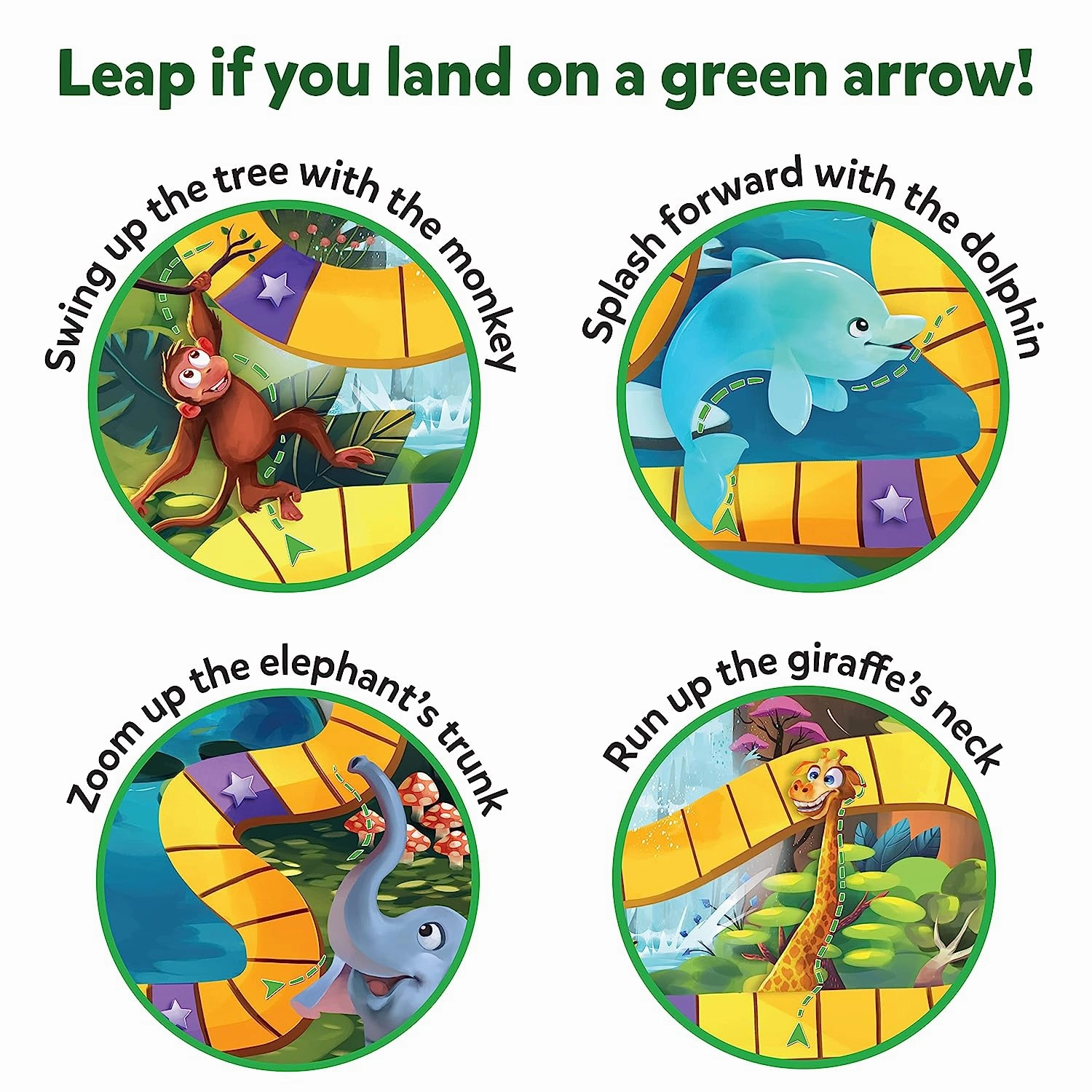 Skillmatics Leaps & Tumbles Race Through The Land of Animal Adventures Classic Board Game for Ages 3-7 Years