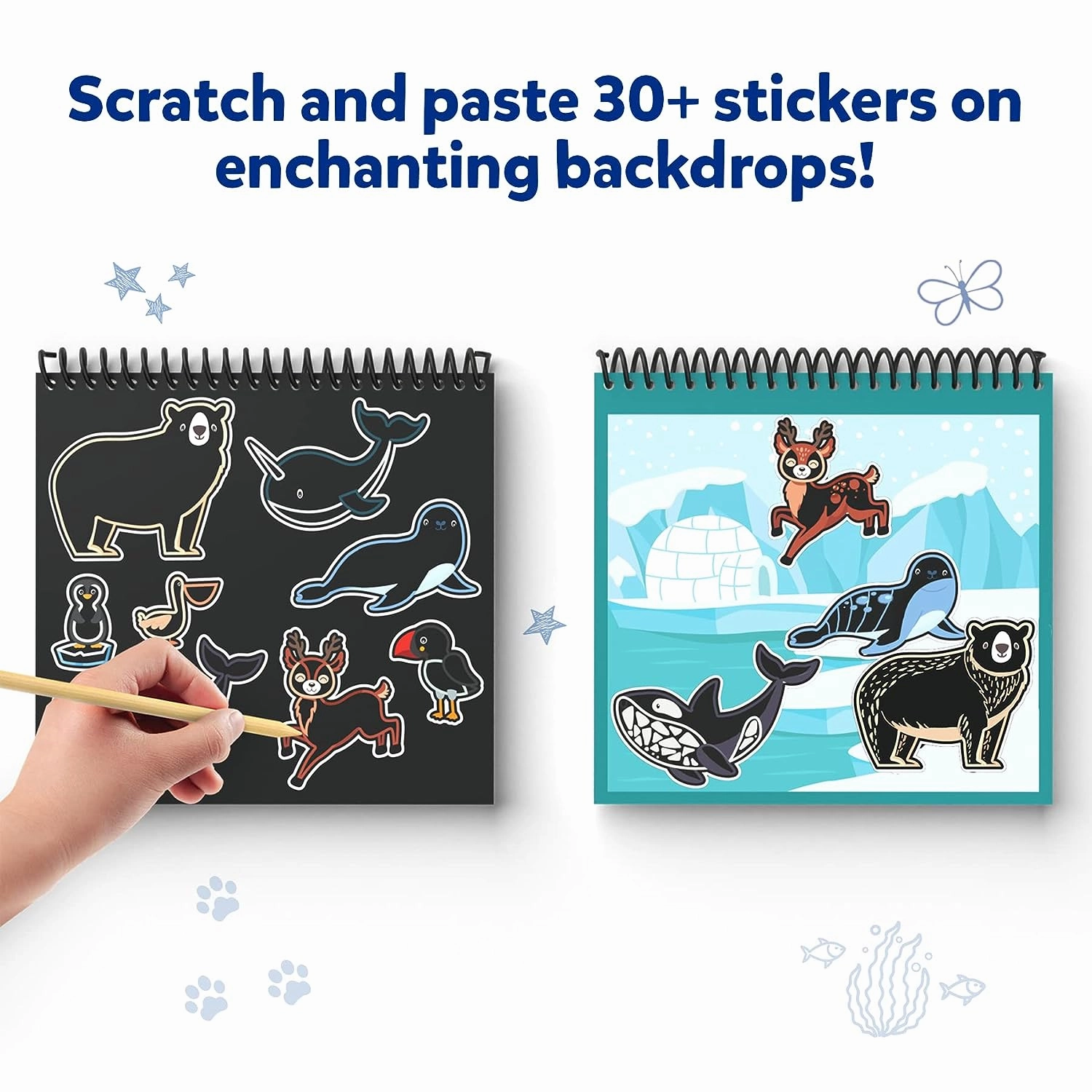 Skillmatics Magical Scratch Art Book - Animals DIY Activity & Stickers Craft Kits for Ages 3 to 8 Years