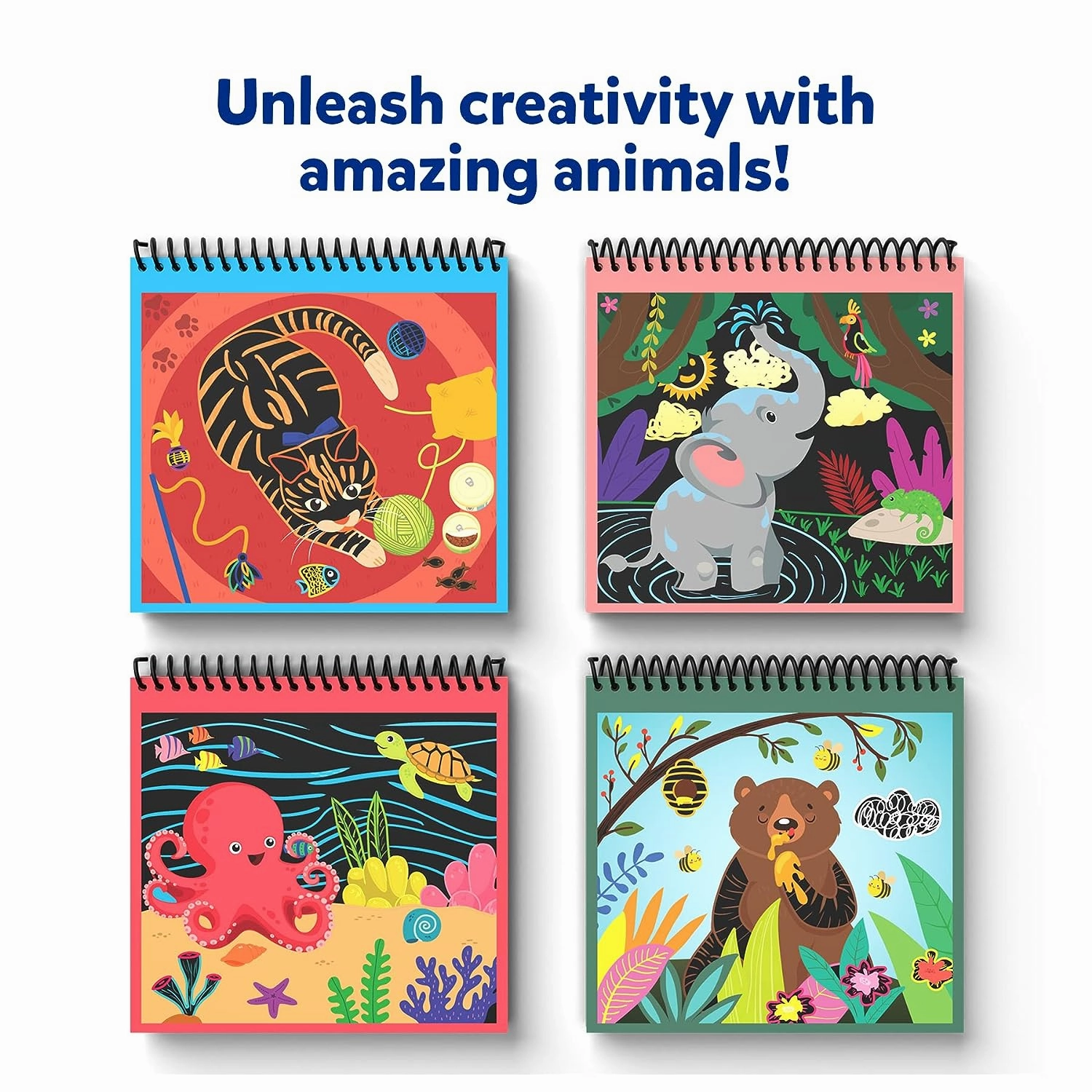 Skillmatics Magical Scratch Art Book - Animals DIY Activity & Stickers Craft Kits for Ages 3 to 8 Years