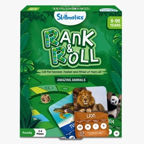 Skillmatics Rank & Roll Amazing Animals - Trump Card Board Game For Ages 8 