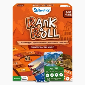 Skillmatics Rank & Roll Countries of The World - Trump Card Board Game For Ages 8 