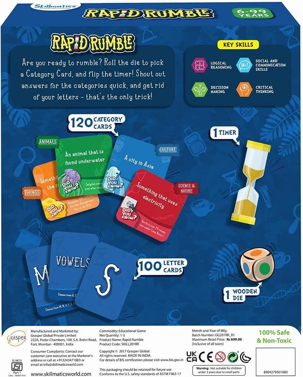 Skillmatics Rapid Rumble - Educational Board Game for Ages 6 and Up